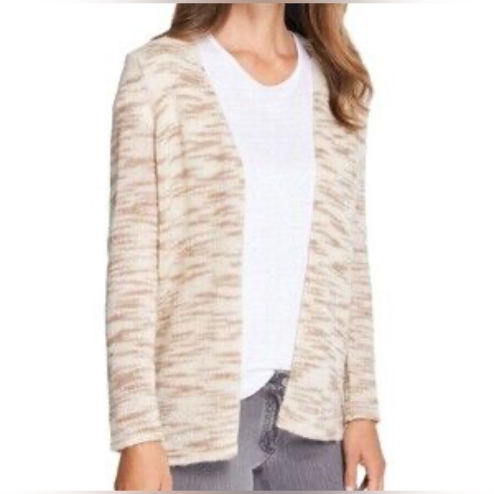 J. McLaughlin Beige and Cream Open Front Cardigan.      Size-X—Small